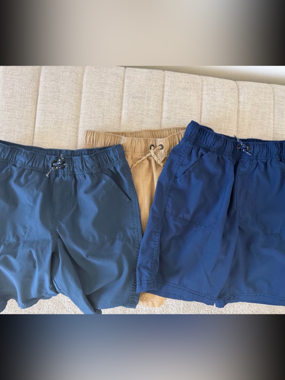 jumping beans Kids 3-Pack Elastic Drawstring Shorts in Blue and Tan